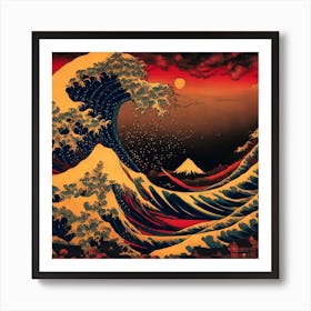 Stunning Digital Art Of The Great Wave Off Kanagawa Art Print