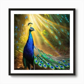 Peacock In The Sun art print Art Print