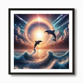 Dolphins In The Ocean Art Print