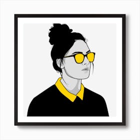 Woman In Yellow Sunglasses Art Print