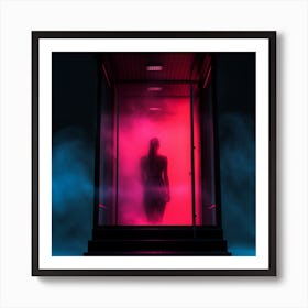 Woman In A Phone Booth Art Print