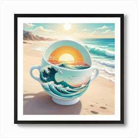 Cup On The Beach 1 Art Print