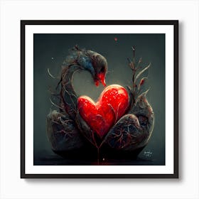 Swan Heart Art Print