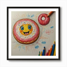 Donut Drawing Art Print