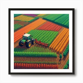 Aerial View Of A Farm Field Art Print