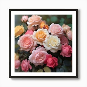 Roses In A Vase Art Print