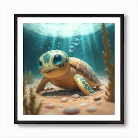 Cute Sea Turtle Art Print