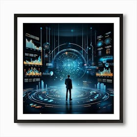 An Intricate Complex Illustration Revealing Data Statistics And Analysis Set Against A Backdrop Wi (4) Art Print