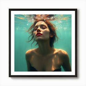 Portrait Of A Woman Underwater Art Print