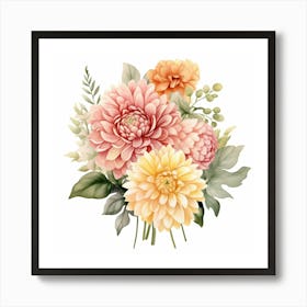 Watercolor Flowers Bouquet 4 Art Print