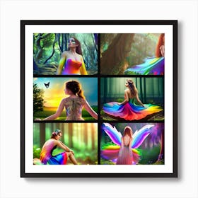 Rainbows&Fairies in the Woods Art Print