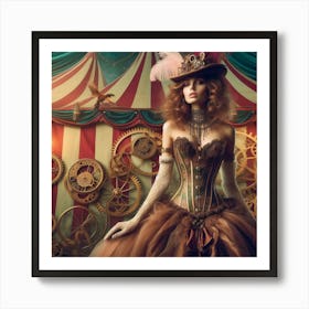 Steampunk Woman In A Corset Art Print