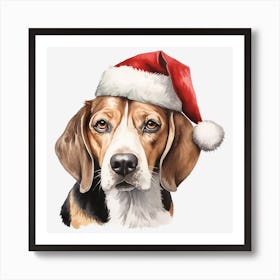 Beagle Santa Hat 2 Art Print