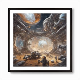 732944 A Space Station, With Spaceships Coming And Going, Xl 1024 V1 0 Art Print