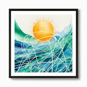 Sun And Waves Art Print