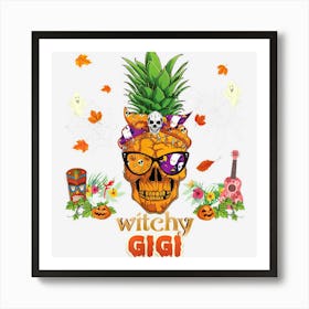 Witchy Gigi Pineapple Skull Aloha Hawaii Halloween Pumpkin Art Print