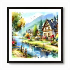 Watercolor Landscape Painting 6 Art Print