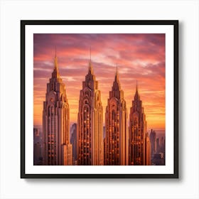 Dubai Skyline At Sunset Poster