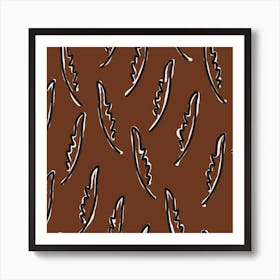 Feathers On A Brown Background Art Print