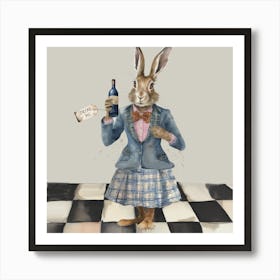 Watercolour Wonderland Hare Drink me Art Print