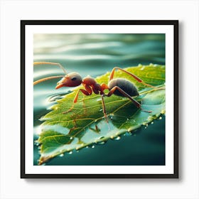 Ant On Leaf In Water Art Print