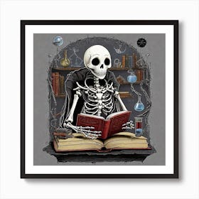 Skeleton Reading Book Art Print