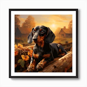 Dachshund In Evening Sun Art Print