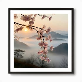 Cherry Blossoms At Sunrise Art Print