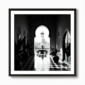 Black And White Photo Of A Hallway Art Print