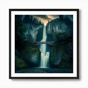 Multnomah Falls at sunset. Just one of many large waterfalls along the Columbia Gorge in Washington and Oregon (28) Art Print