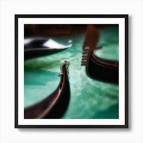  Gondola Prows Of Venice Square Art Print