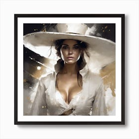 Woman In A White Hat 1 Art Print