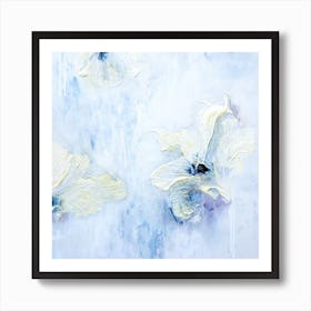 Yellow Flower With Blue Painting Square Art Print