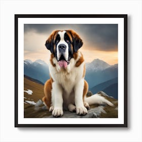 St Bernard Dog 23 Art Print