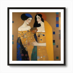 Two Women in the style of Gustav Klimt Art Print