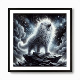 Wolf In The Night Sky Art Print