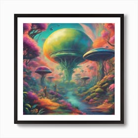 Imagination, Trippy, Synesthesia, Ultraneonenergypunk, Unique Alien Creatures With Faces That Looks (25) Art Print