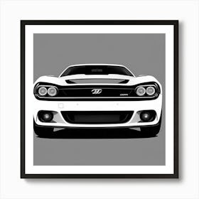 Close-Up of Sleek Sports Car with White Stripes Art Print