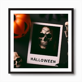 Halloween Horror Selfie Polaroid Frame Art Print