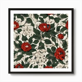 Kawai Flower Pattern Christmas Theme 1 Art Print