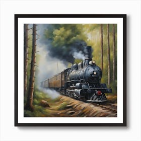 Steam Train In The Woods Art Print