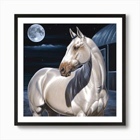 Pearl Horse At Night Art Print