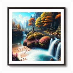 Waterfall In The Forest 30 Art Print