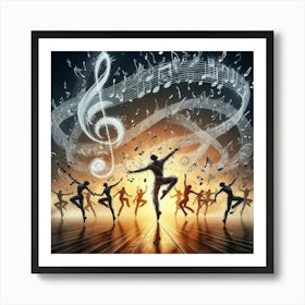 Dancers With Music Notes Art Print