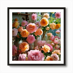 Roses In A Vase Art Print