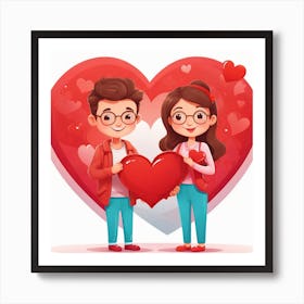 Couple Holding A Heart Art Print