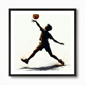 Silhouette Of Soccer Player Art Print