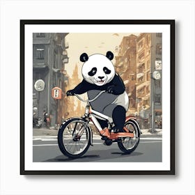 Panda Bear On A Bike Art Print