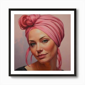 Portrait Of A Woman With Pink Turban Art Print