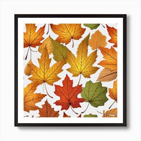 Autumn Leaves Seamless Pattern 12 Art Print